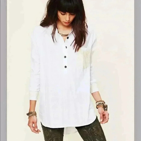 Free People By Artisan‎ De Luxe Buttonfront Shirt - Picture 1 of 15